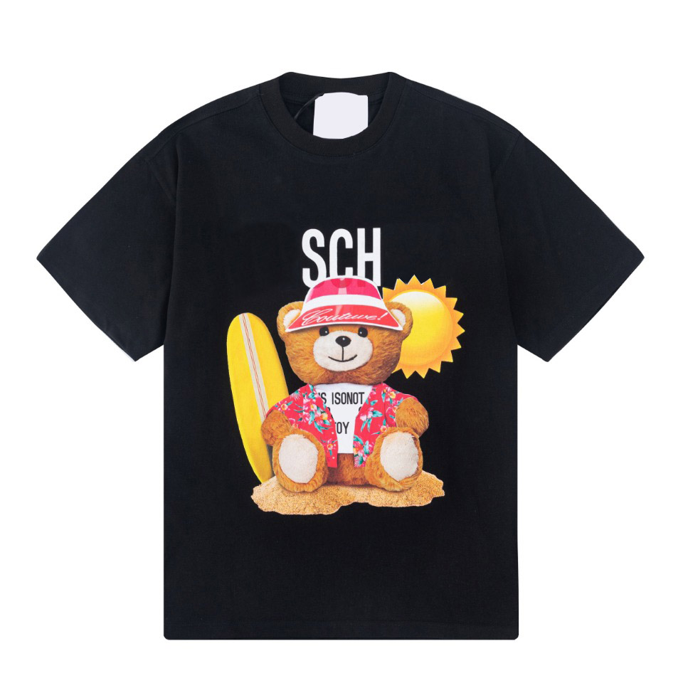 

Designer Mens Womens Loose T Shirt Classic Bear Print Round Neck Short Sleeve 100% Cotton T-Shirts Black White Fashion Men WomenTops High Quality Tees Unisex -XL