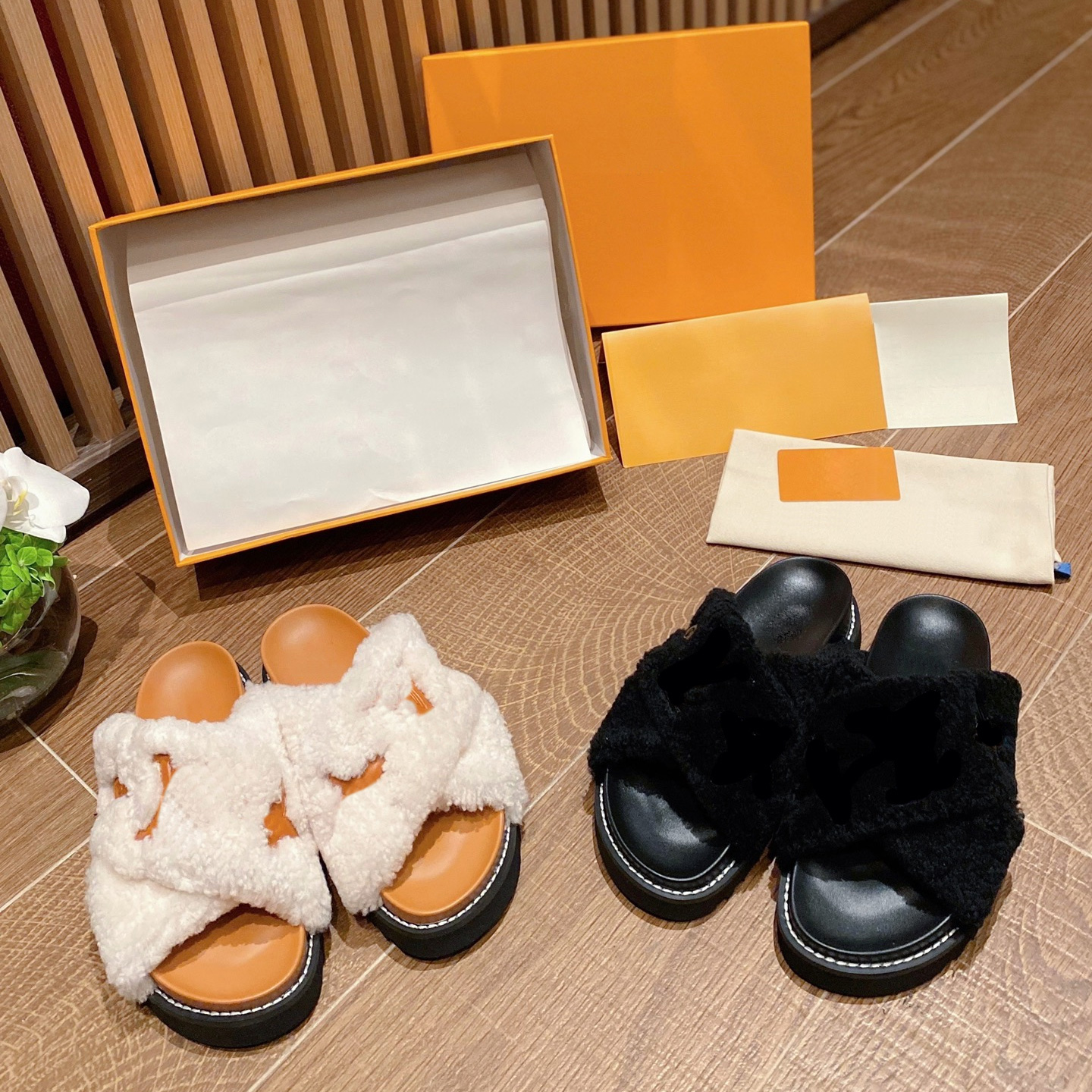 

Paseo flat comfort mule wool slides designer slippers fluffy shearling crossover straps leather rubber sole shearling fashion indoor sandals