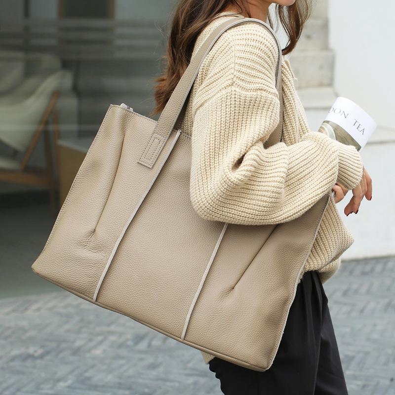 

Evening Bags 2022 Soft Genuine Leather Women Handbags Classic Tote Bag Fashion Luxury Handbag Simple Shoulder Female Crossbody, Black