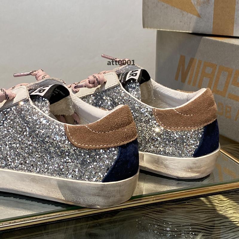 

New South Korean Deluxe Brand Sneakers Sequin Classic White Do-old Dirty Shoes Designer Superstar Man Wome Sneaker''Golden''Gooses'' gHW, 9#