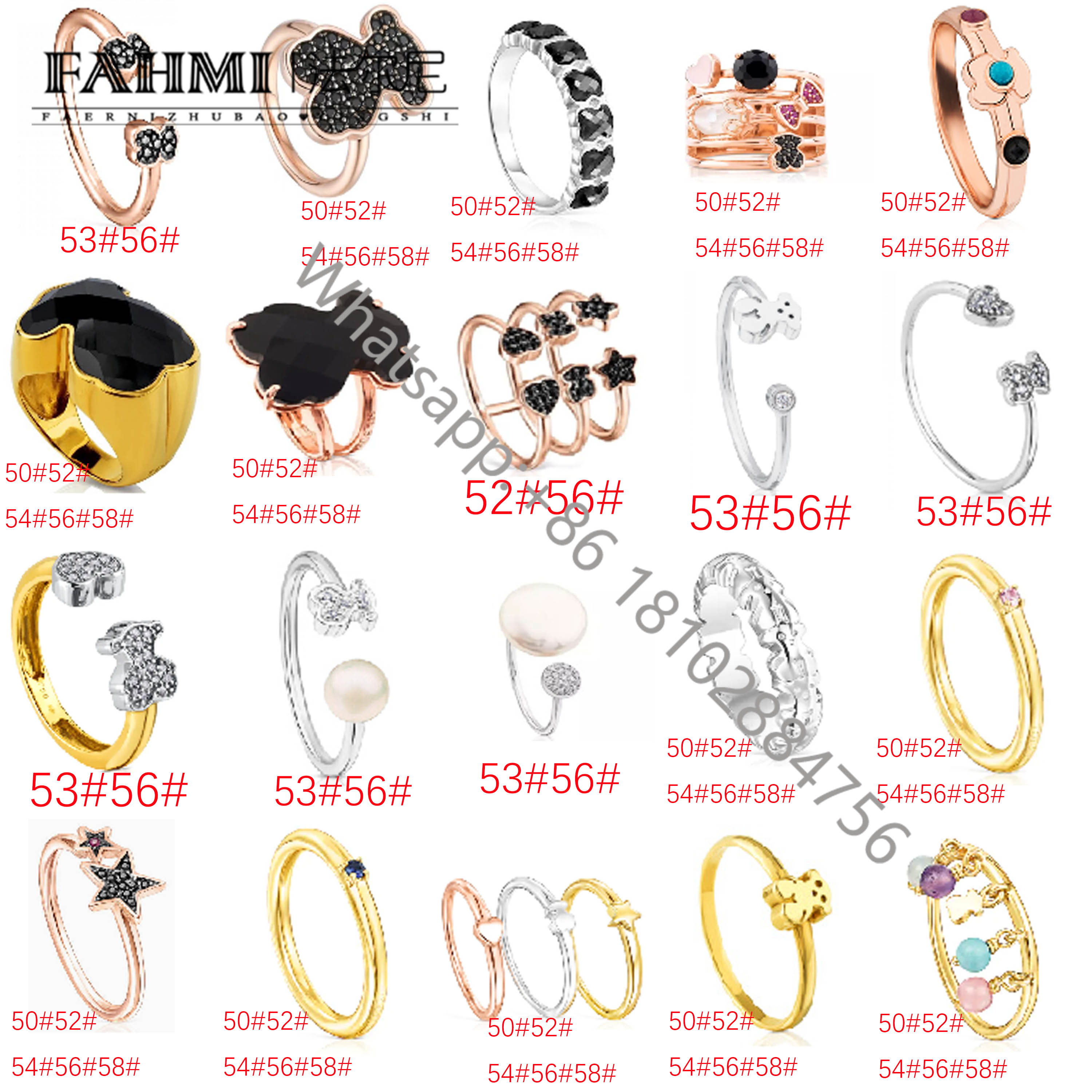 

Fahmi2022 new 925 sterling silver fashion classic bear fresh charm ladies ring party original accessories factory direct sales