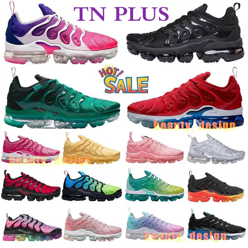

2021 Running Shoes TN Plus Men Women Black Bubblegum Yolk Cherry Neon Cool Grey Olive Pure Platinum Dark Blue Mens Womens Sports Trainers Sneakers, Box