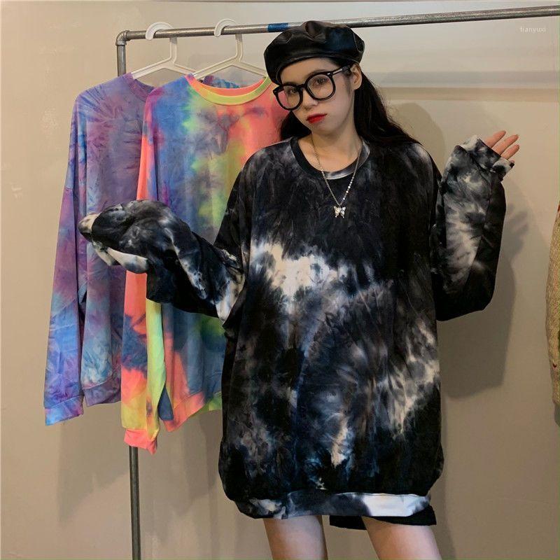 

Women's Hoodies & Sweatshirts Men And Women Fall 2022 Loose Casual Gradient Tie-dye Mid-length Long-sleeved Harajuku Bf Top Winter, Black