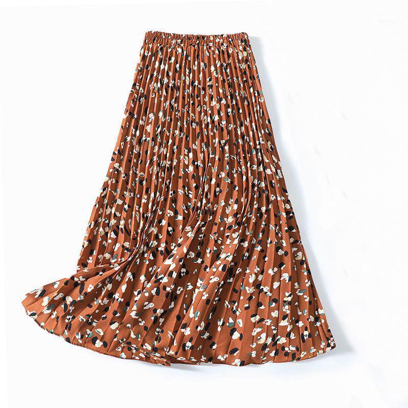 

Woman Boho Flower Long Skirt Summer Beach Sunny Ladies Casual Skirts Floral Chiffon, Beige