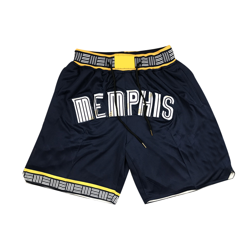 

Breathable Mesh Basketball Shorts Dark Blue Memphis Printed Streetwear Style Sports Training Pants With Pockets, As picture 1
