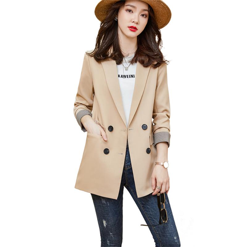 

Women's Suits & Blazers Spring Loose Suit Women Jacket Fashion Csaual Double Breasted Ladies Office OL Professional Blazer Jackets Coat Fema, Black