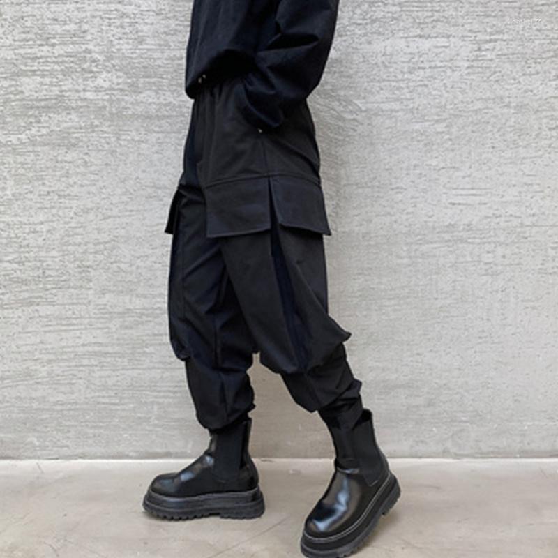

Men' Pants Dark Autumn South Korean Version Of The Casual Men' Loose Multi-pocket Overalls Young Hip Little PantsMen' Heat22, Black