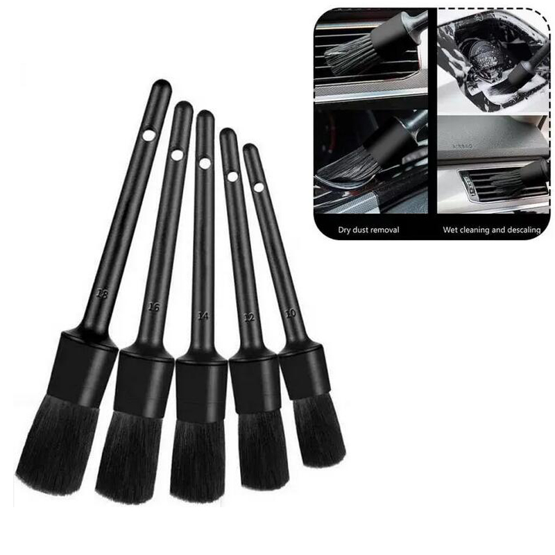 

Car Cleaning Brush Kit Detailing Detail Cleaner Dust Wheels Engine Emblems Air Vents Boar Hair Interior Auto Brushes Hand Tools