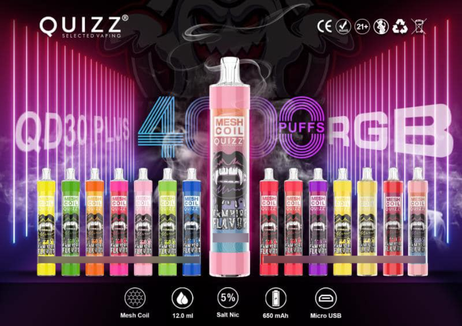 

Original QUIZZ QD30 Plus 4000 PUFFS Disposable vape E cigarette 12ml Pre-Filled 650mAh Battery 3 Month Warranty RGB glow vapes pen starter kit Authentic wholesale