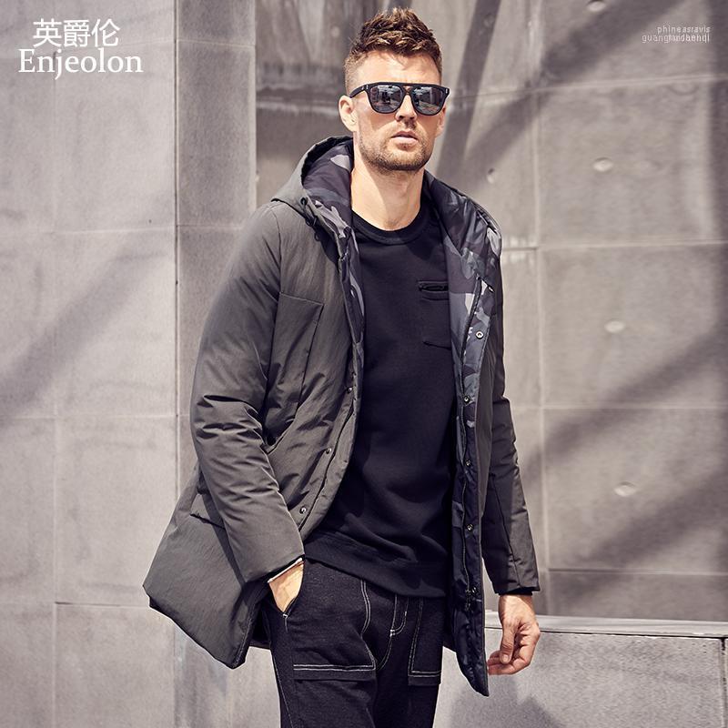 

Enjeolon Thicken Winter Down Camouflage Hooded Jacket Men Light Coat For Hoodies Parka 3XL YR27021 Phin22, Black