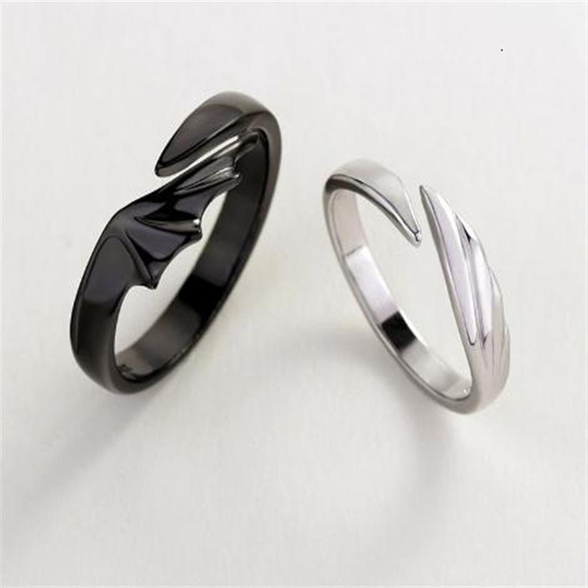 

925 Sterling Silver Angel And Devil Couple Rings Original Creative Romantic Rings For Lovers Festival Jewelry282Y