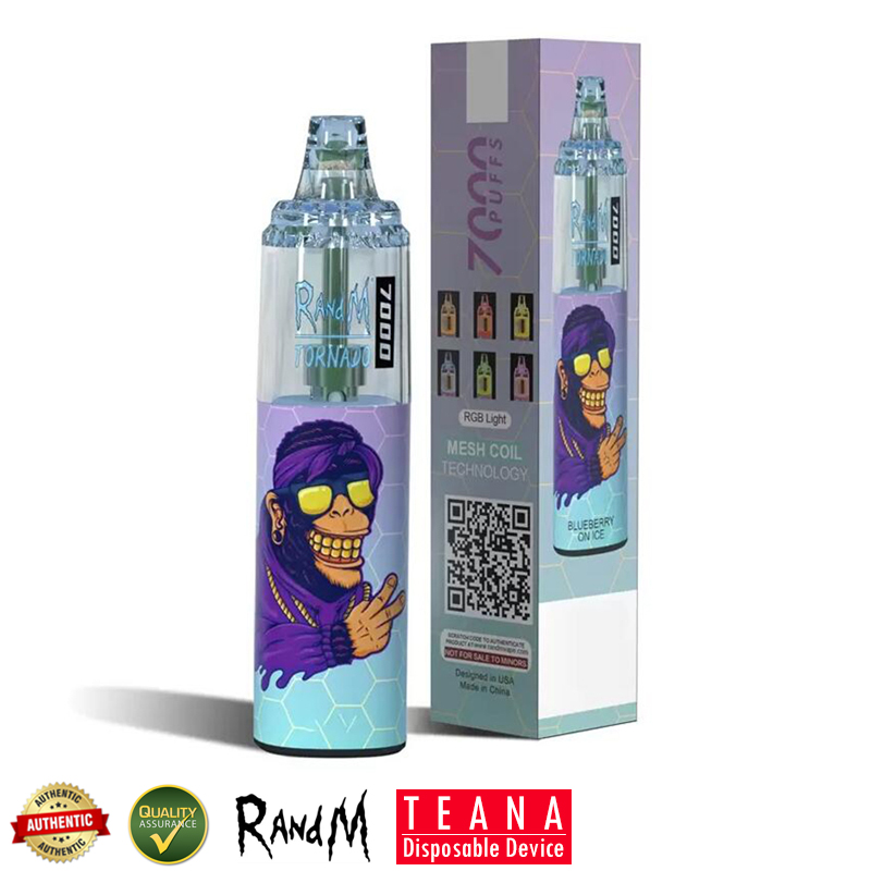 

Original RandM Tornado 7000 Puffs E Cigarette Rechargeable Disposable Vapes Mesh Coil RGB Lights 2% 5% Nic