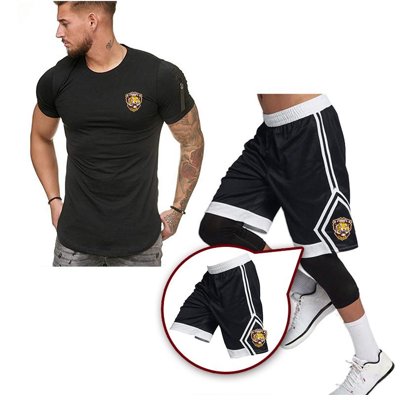 

Men's Tracksuits Summer Fashion Tracksuit Casual Fitness Exercise Suit Short Sleeve + Sports Pants Two-piece