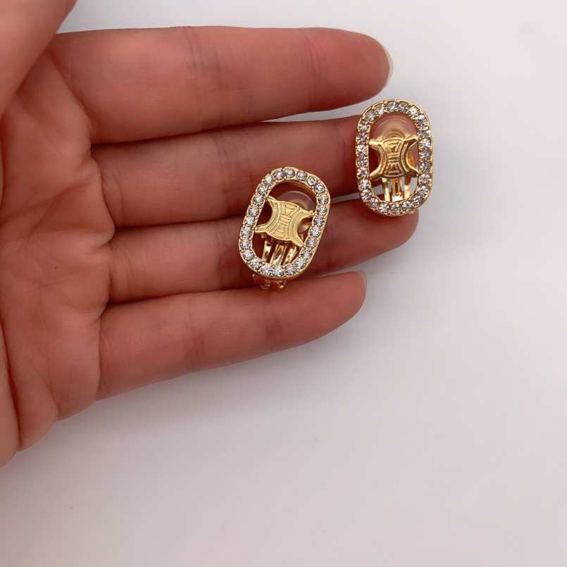 

earrings designer Fashion new Jewelry French celi style inlaid with diamond and versatile ear clip for Arc de Triomphe MVZA