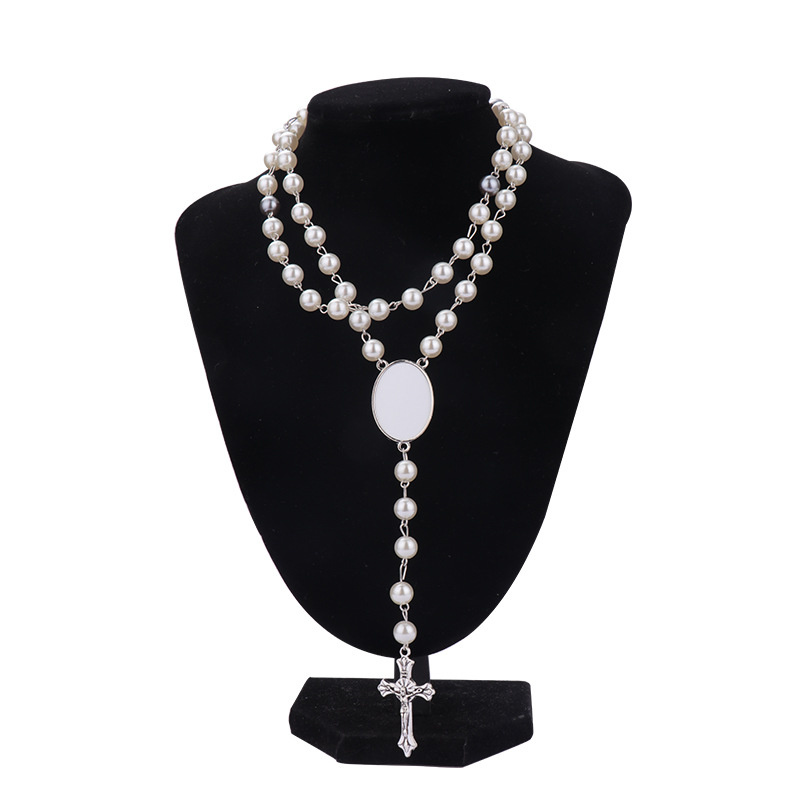

Zinc Alloy Sublimation Rosary Necklace Pendant Blanks Thermal Transfer Printing DIY Gift