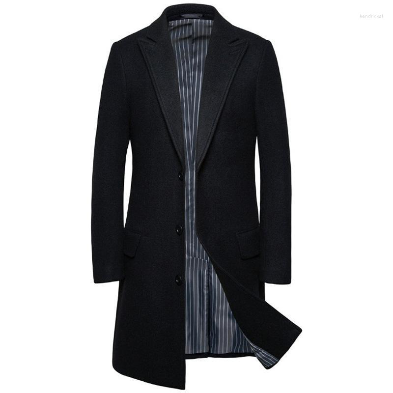 

Men's Wool & Blends Winter Jacket Men Business Casual Long Trench Coat Fashion Boutique Coats Male Slim Fit Overcoat -5XL Kend22, Black