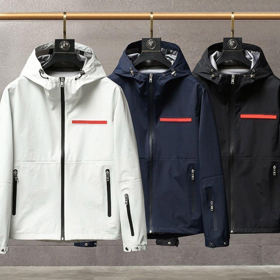 

Mens jacket wind breaker Long sleeve letter printing hoodie Zipper Pocket waterproof black parka coat Autumn and winter plus size coats, Pay for fedex