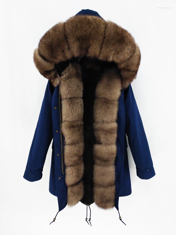 

Women' Fur & Faux 2022 Long Women Luxury Real Coat Collar Parka Thick Warm Plus Size Jacket Streetwear Waterproof Winter, Grey mink