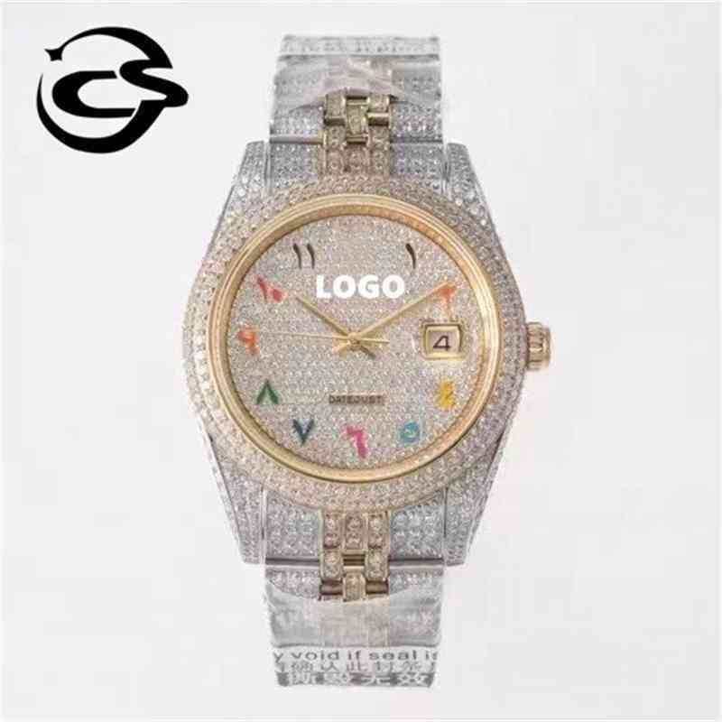 

uxury watch Date Gmt Luxury Diver brand mechanical 904L Steel ETA 3255 Movement 126333 Two Tone Ice cube Gypsophila Arab Diamond Watch
