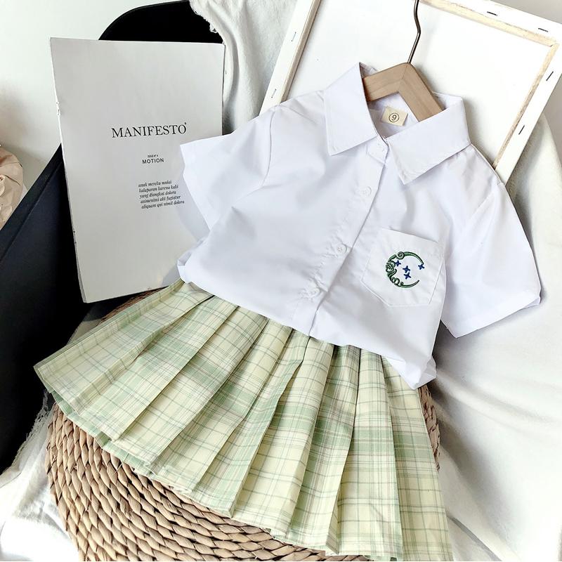 

Clothing Sets Summer 2022 Casual Solid Clothes Short Sleeve Girls High Quality Fashion Kids, White