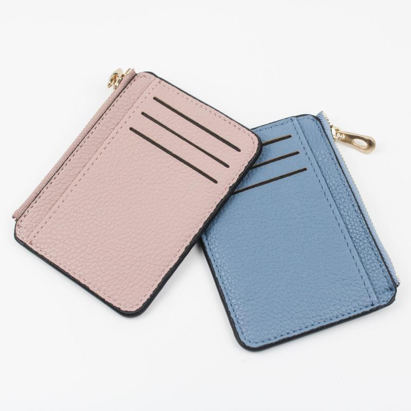 

Wallets Soft Men Wallet Solid Color Textured PU Zipper Card Holder Mini Coin Purse WalletsWallets, Pink