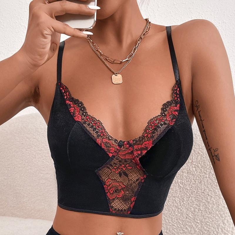 

Women' Tanks & Camis Women' Punk Goth Floral Lace Bustier Corset Party Bralet Crop Top Black Dressy Shirt Dance TopWomen