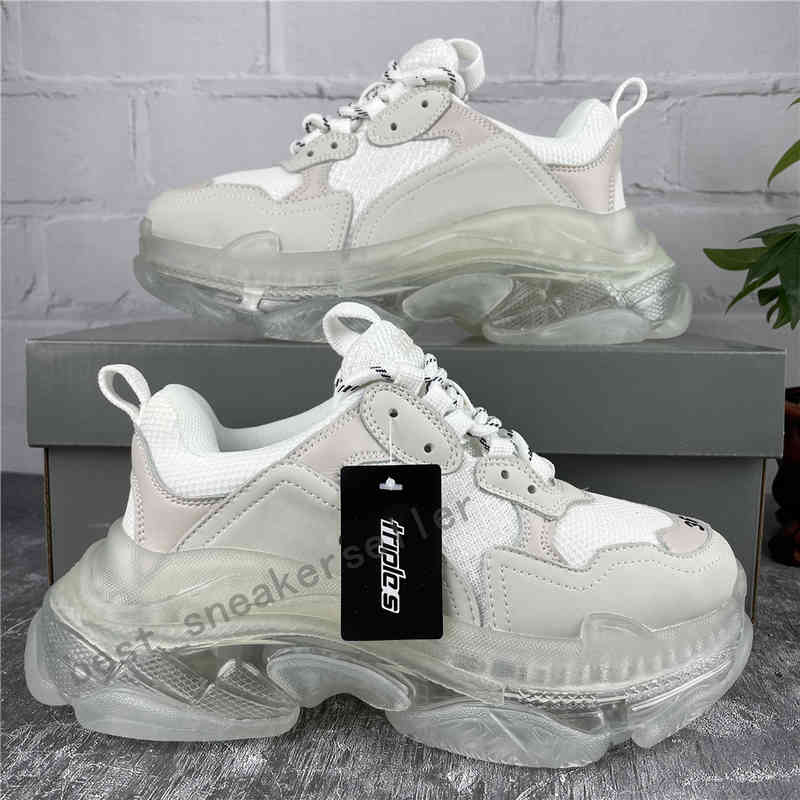 

Paris Casual Shoes Triple S Clear Sole Trainers Dad Shoe Sneaker Black Silver Crystal Bottom Mens Womens Superior Quality Chaussures, Grey