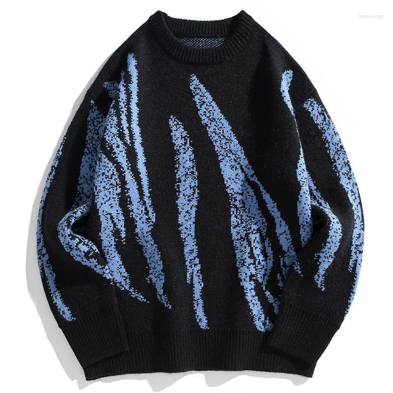 

Men's Sweaters Men Hip Hop Streetwear Harajuku Sweater Vintage Loose Style Retro Knitted Tops Winter Casual Pullover Knitwear Begu22, Black