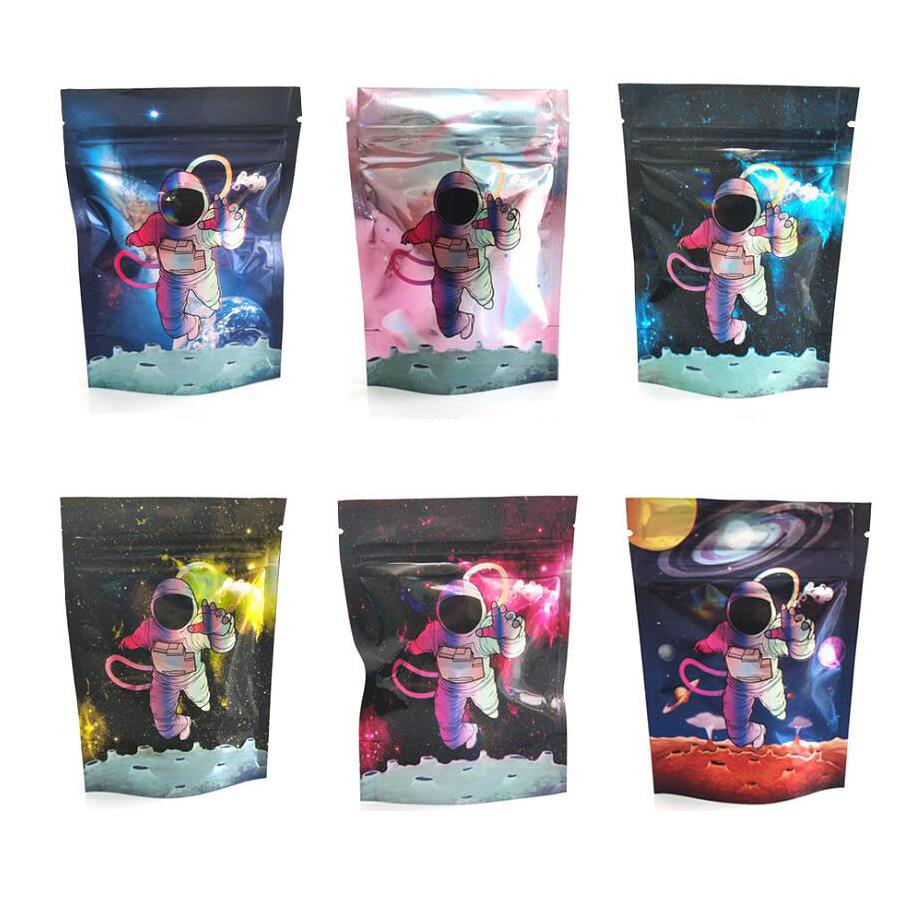 

Packing bags astronaut cosmonautsprinklez cannatique 3.5g smell proof mylar Resealable packaging bag
