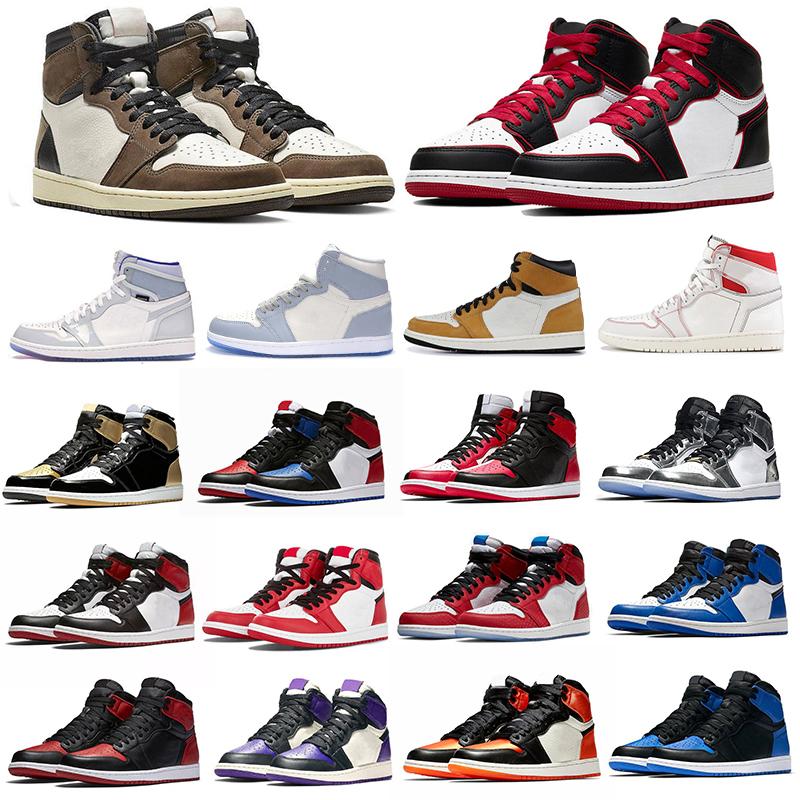 

JUMPMAN 1 High Womens Mens Basketball Shoes with Box Outdoor Sneakers OG Bred Chicago Multi-Color Grey Black Red Orbit Court Purple Pink Corduroy Running Sports Shoes, 47