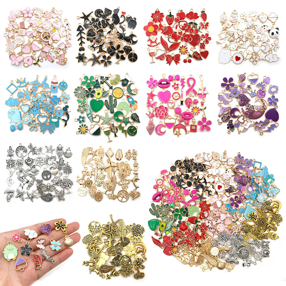 

490Pcs Charms for Jewelry Making findings Gikasa Wholesale Bulk Assorted Gold-Plated Enamel Charms Earring DIY Necklace Bracelet Jewelrys and Crafting
