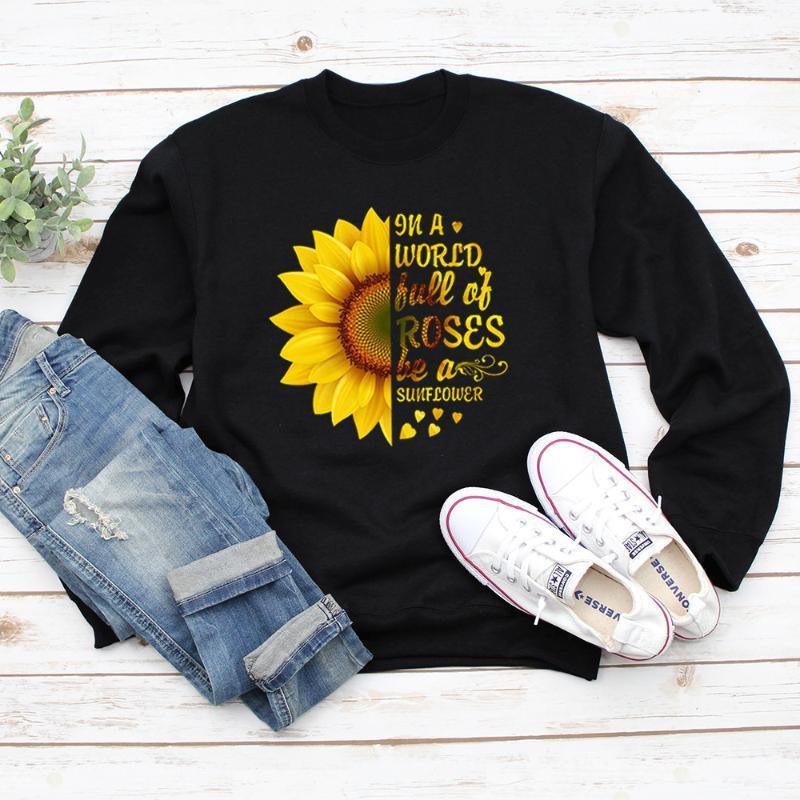 

Women's Hoodies & Sweatshirts Harajuku Floral Printed Woman Plus Size Fleece Clothing, Black