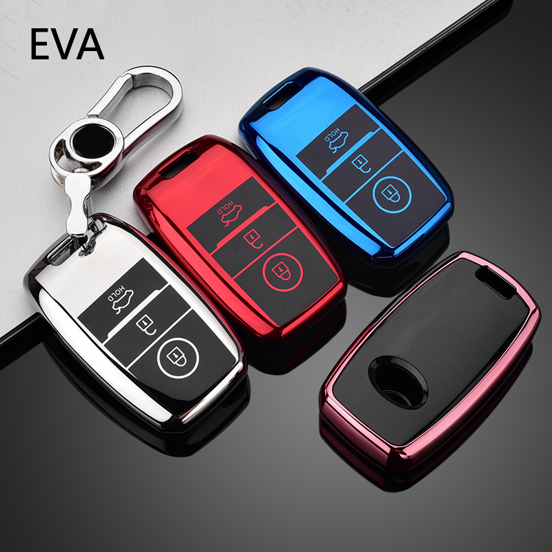 

TPU Car Key Case FOB Cover for Kia Ceed Rio Rio5 Sportage R K3 KX3 K4 K5 Ceed Sorento Cerato Optima 2015 2016 2017 Keychain, Silver