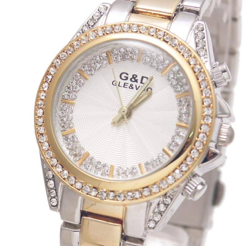 

Wristwatches Luxury G&D Women Watches Quartz Wristwatch Business Lady's Dress Stainless Steel Bracelet Clasp GiftsWristwatches WrisW, Silver