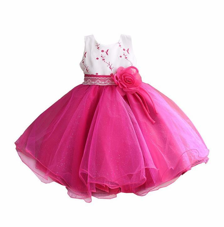 

Girl's Dresses Design Baby Girls Children Sleeveless Lace Tulle Wedding Party Graduation Gown Formal Kids Clothing VestidoGirl's, Hot pink