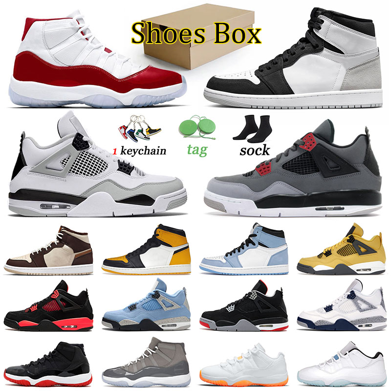 

Fashion 1 4 Jumpman Basketballs Shoes Mid University Blue Women Trainers 4s Black Royal Sports 11 Cool Grey Yellow Toe Men 11s Space Jam Element 1s Red Thunder Sneakers, 36-47 (3)