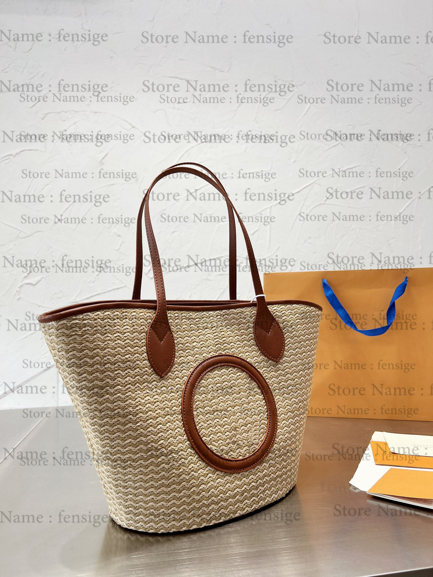 

Designer Straw Shoulder Bag With With Pouch Plain Leather Logo M59963 M59808 Knitted Raffia Designer Luxurys 2022SS Beach Bag, #1