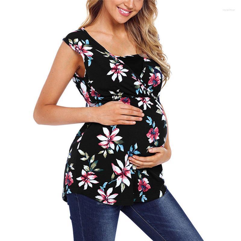 

Women' Blouses & Shirts Casual Pregnant Clothing Breastfeeding Printed Maternity Vest Top Plus SizeWomen' Vere22, Black