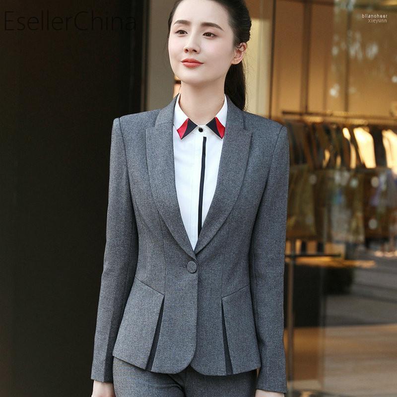 

Long Sleeve Novelty Gray Formal Blazers And Jackets Coat For Women Business Work Wear Spring Autumn Professional Blaser Tops Women's Suits &, Black
