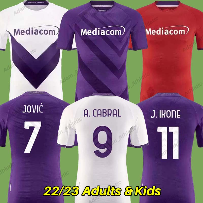 

maglia Fiorentina jerseys 22 23 JOVIC A.CABRAL J.IKONE football shirts PIATEK CASTROVILLI MILENKOVIC soccer jersey Men kids kit, 22-23 home