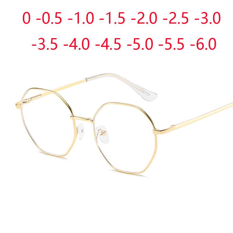 

Sunglasses Polygon Anti Blue Light Finished Myopia Glasses Metal Nearsighted Eyewear Eyeglasses 0 -1 -1.5 -2 -2.5 -3 -3.5 -4 -5 -6