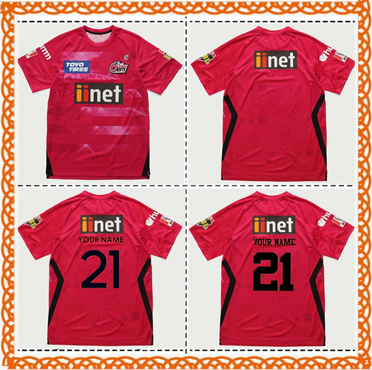 

/22 SYDNEY SIXERS AUSTRALIAN CRICKET JERSEY SHIRT size S---5XL