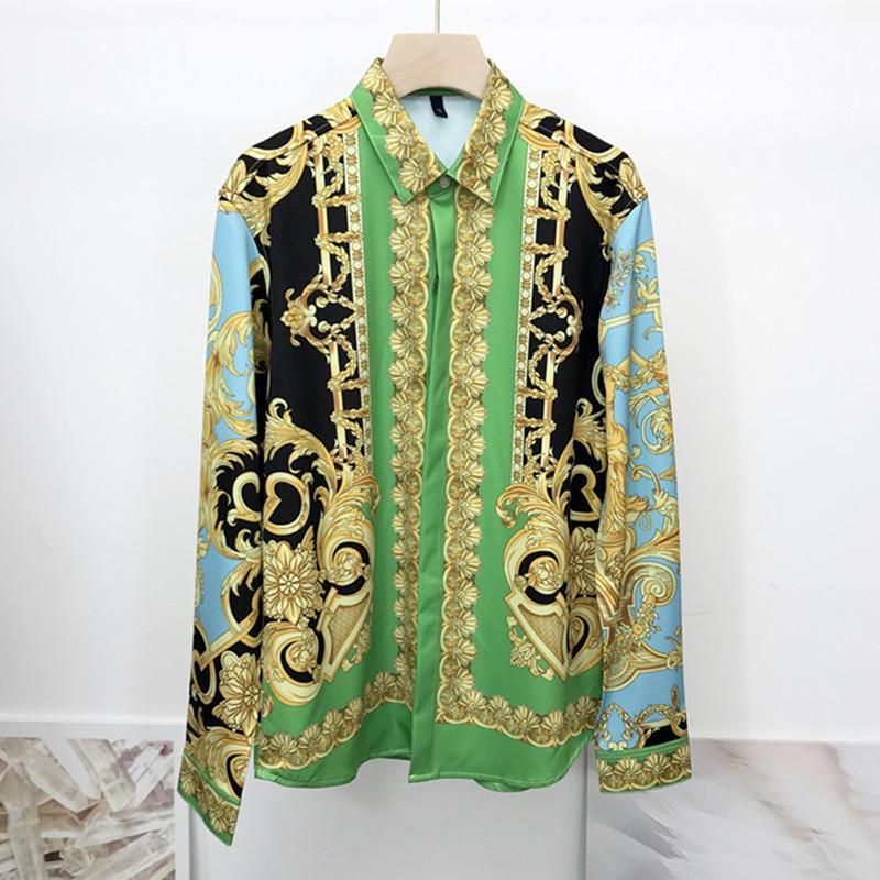

Men's Casual Shirts 2022 Spring Autumn Designer Retro Print Men/Women Shirt Tops High Quality Long Sleeves C145, As picture