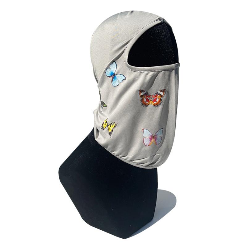 

Berets Men Women UV Protection Balaclava Face Mask Butterfly Print Lightweight Sun Hood Motorcycle Riding Headgear Neck Scarf, White