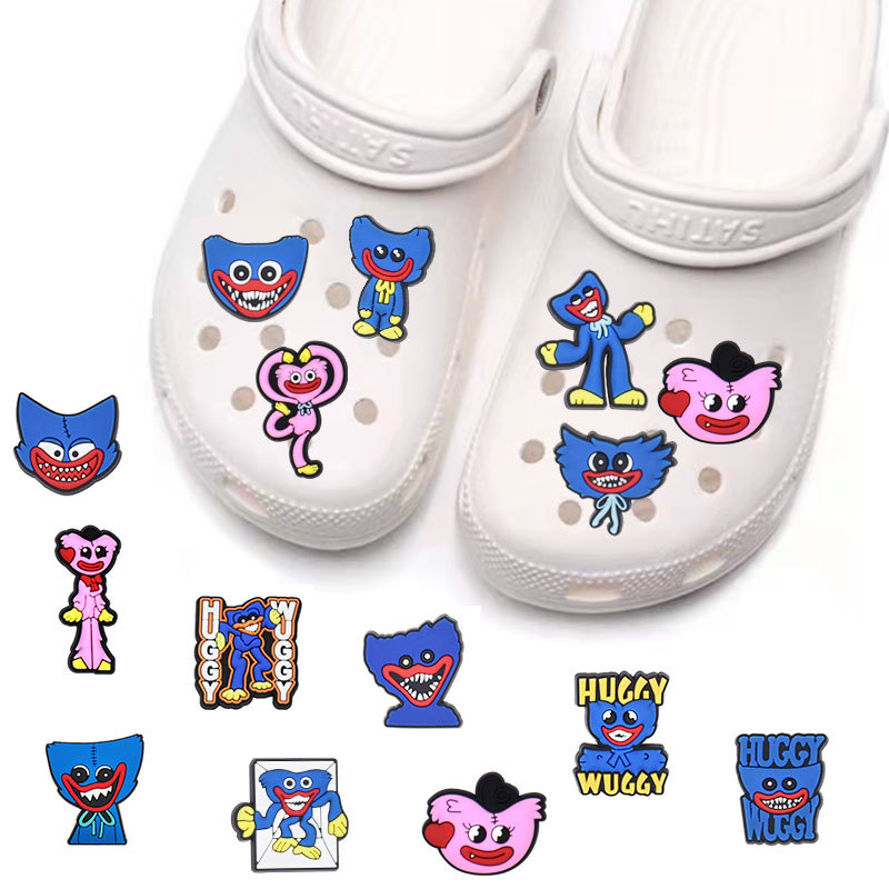 

wholesale blue cartoon croc charms shoe accessories pvc decoration buckle soft rubber clog charms fast ship, Mixed colors