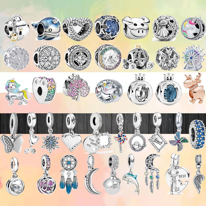 

Fit pandora charms 925 bracelet Bead Original box Dreamcatcher Moon Leaf Unicorn Pendant Zircon Classic European charm jewelry