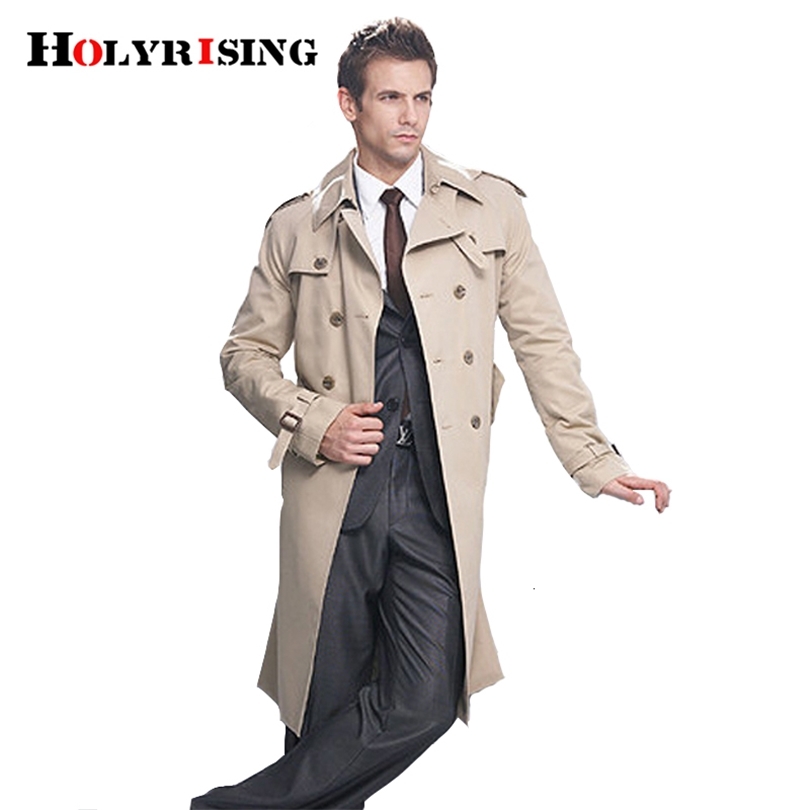 

Trench Coat Men Classic Double Breasted Mens Long Coat Mens Clothing Long Jackets & Coats British Style Overcoat S6XL size CJ191210, Beige