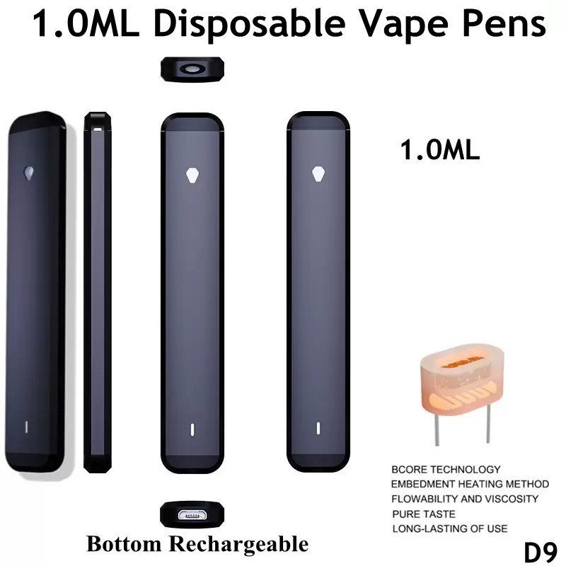 

1.0ml Disposable Vape Pen Rechargeable 280mah Battery Thick Oil Pods Customized E Cigarettes Starter Kits Bottom USB Port Empty Vaporizer Customized Logo