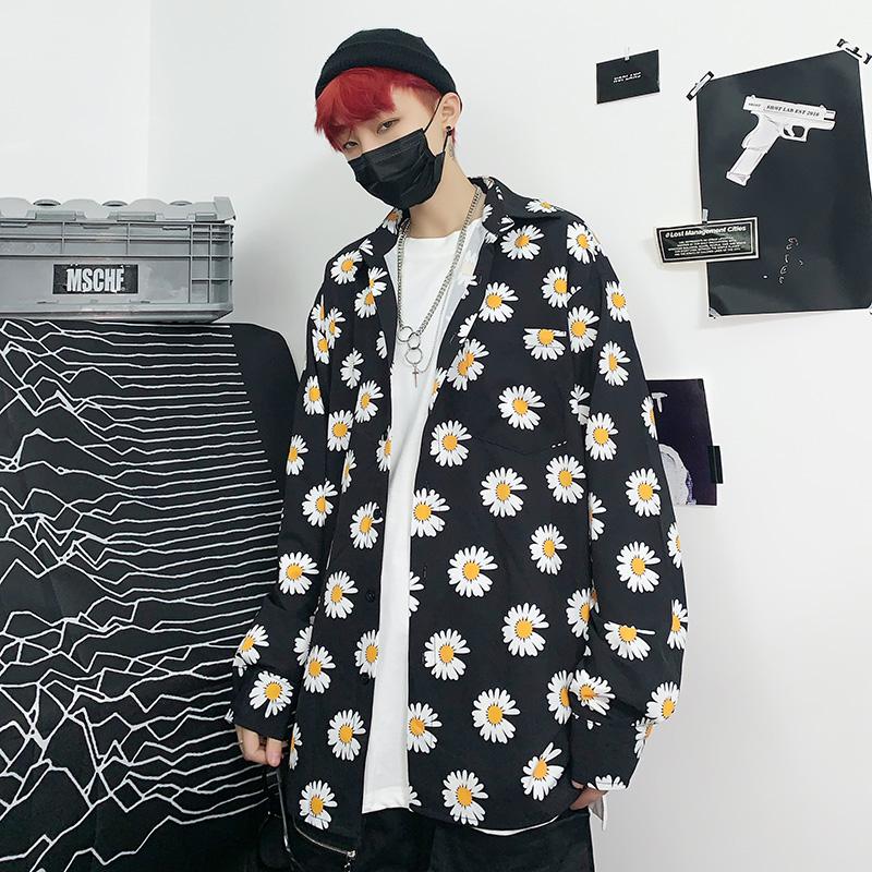 

Men's Casual Shirts Little Daisy Long Sleeve Shirt Loose Print Chrysanthemum Same For Men Streetwear 2022 Clothes China High QualityMen's, Black 9510