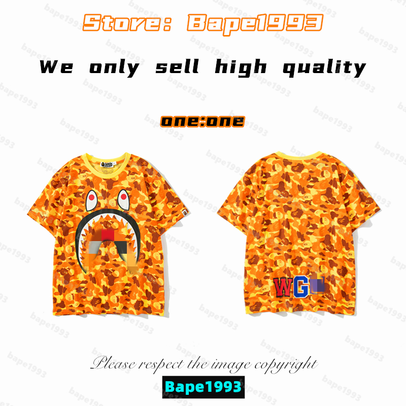 

High Quality Apes Mens T-Shirts Japan Shark ape head tshirts Galaxy spots luminous camo printing co-branded same style for men and women New designer t shirt B1993 T4-12, 1 button